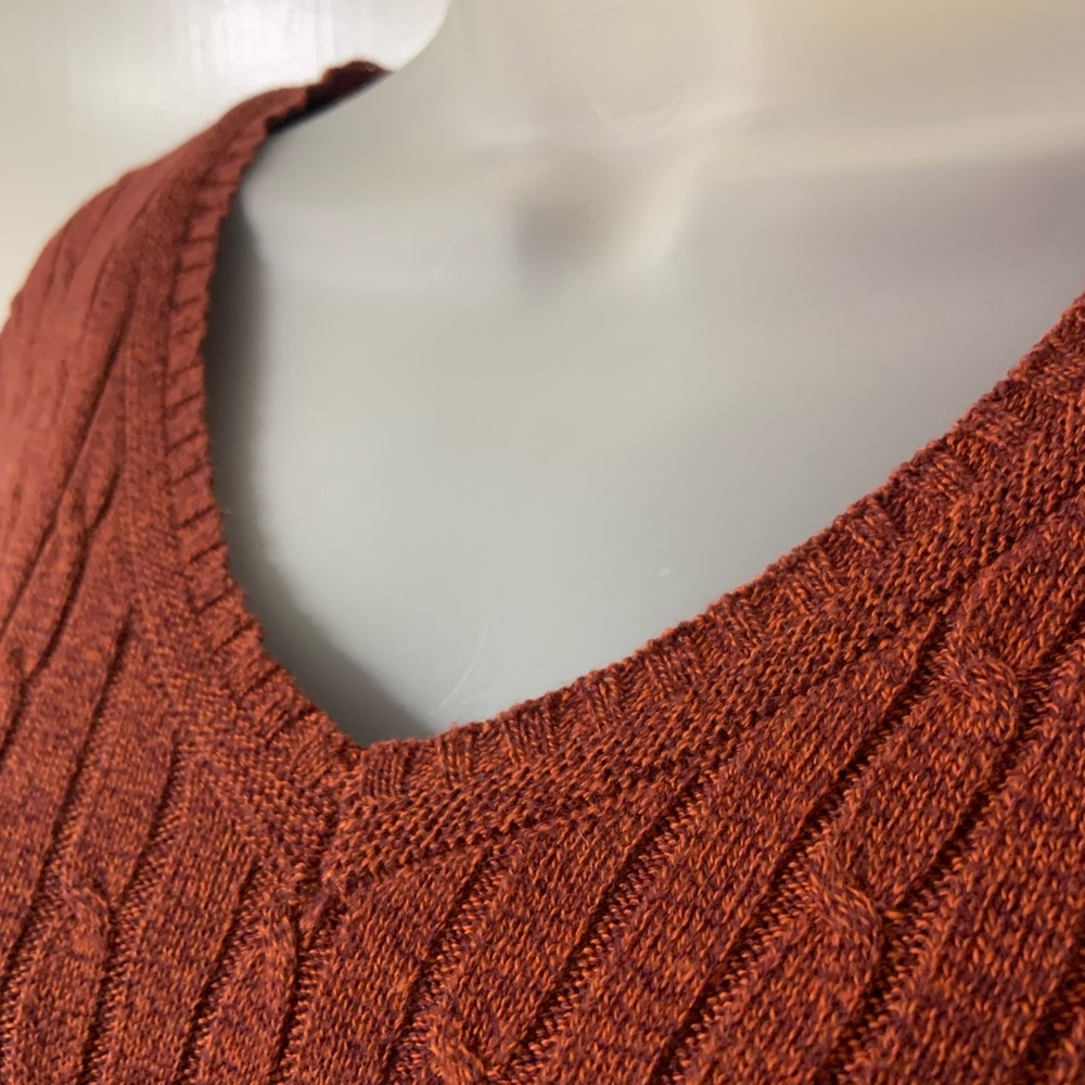 Rust Croft&Barrow V-Neck Ribbed Sweater - Picture 3 of 6